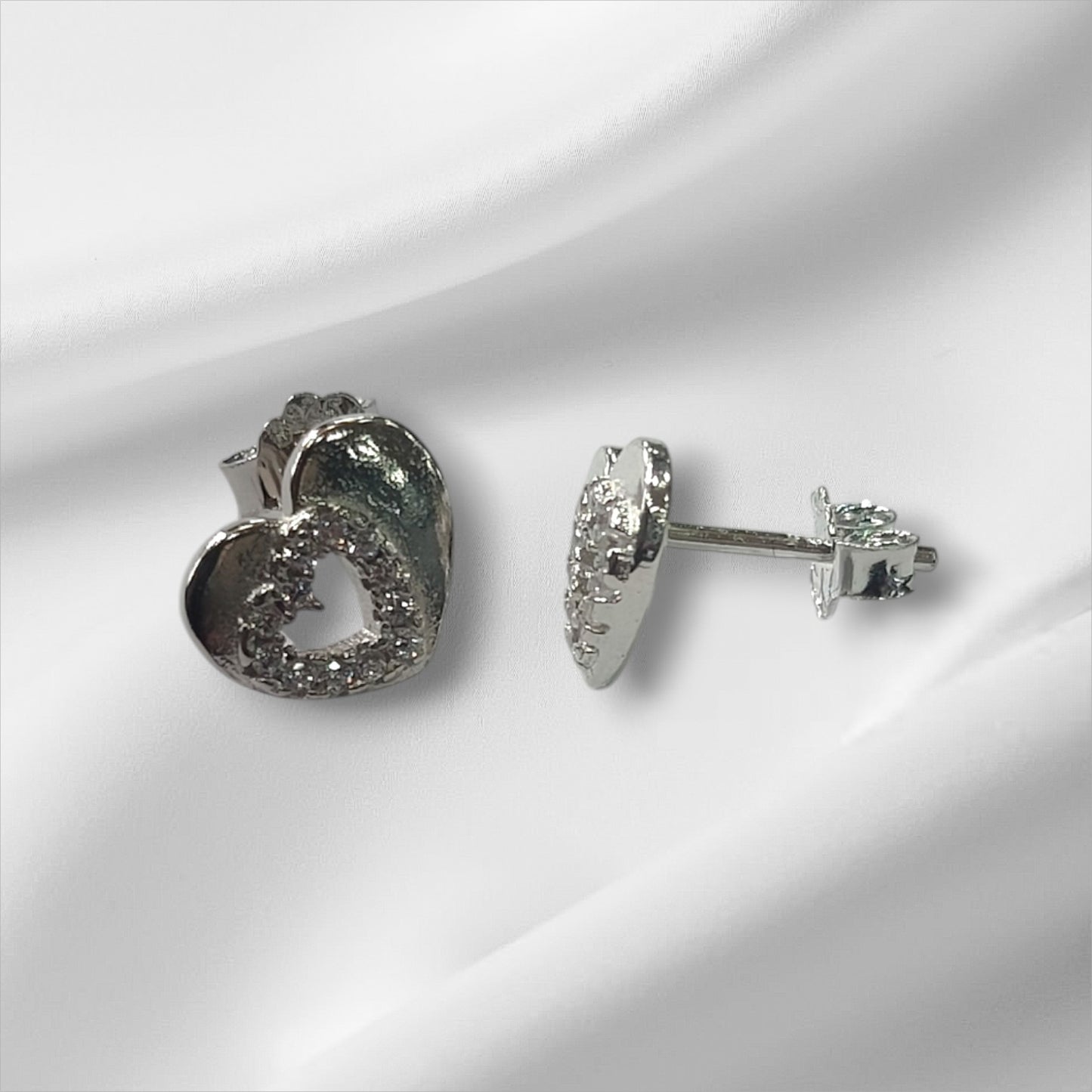 Sweetheart Sparkle Platinum Plated Silver Pendant & Earrings Set