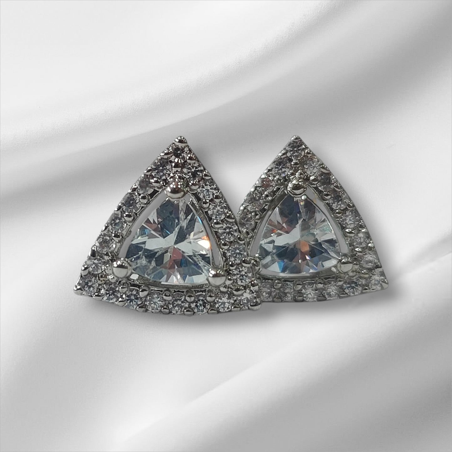 Celestial Apex Platinum Plated Silver Stud Earrings
