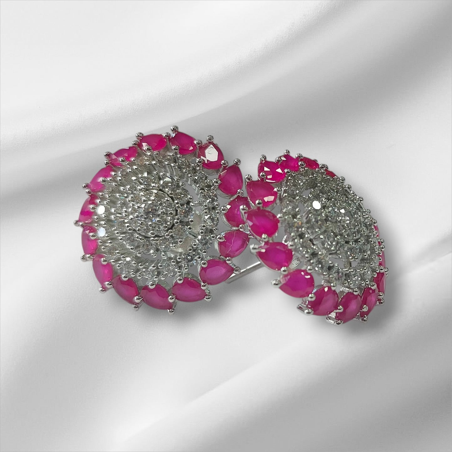 Cosmic Bloom Platinum Plated Silver Earrings