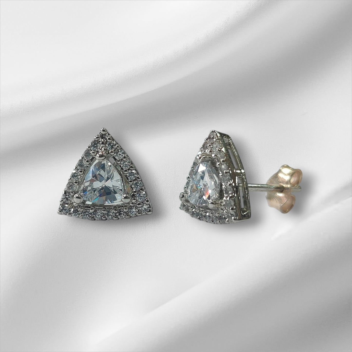 Celestial Apex Platinum Plated Silver Stud Earrings