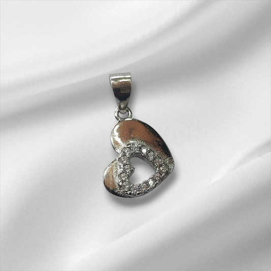 Celestial Embrace Platinum Plated Silver Heart Pendant