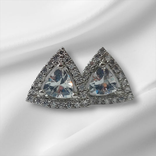 Celestial Apex Platinum Plated Silver Stud Earrings