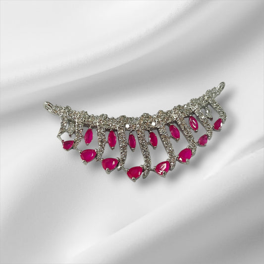 Regal Ruby Cascade Platinum Plated Silver Necklace