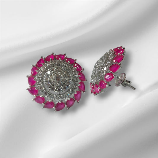 Cosmic Bloom Platinum Plated Silver Earrings