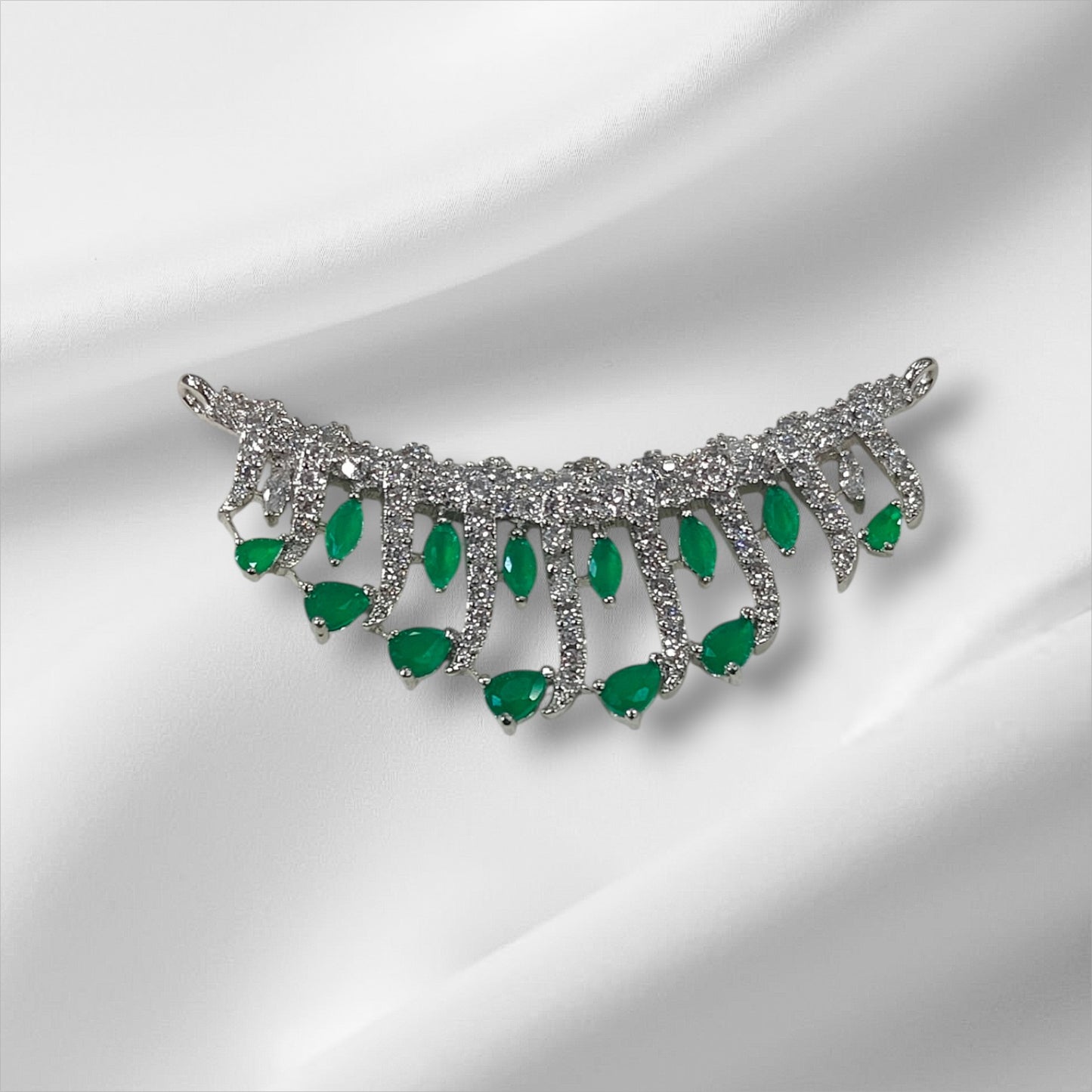 Verdant Cascade Platinum Plated Silver Necklace