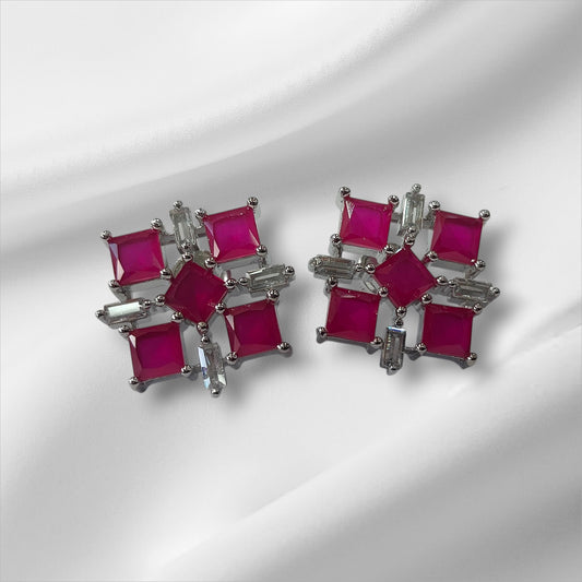 Stellar Jewel Cross Platinum Plated Silver Earrings